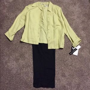 Lime green and black pant suit